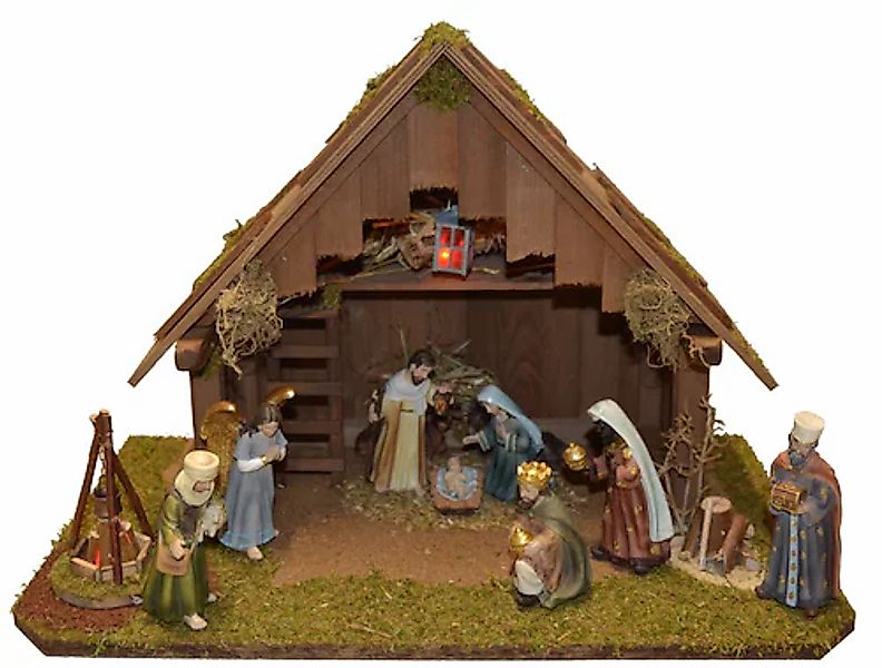 Alfred Kolbe Krippe »Krippenstall mit Trafo« mit Laterne Lagerfeuer Hacksto günstig online kaufen
