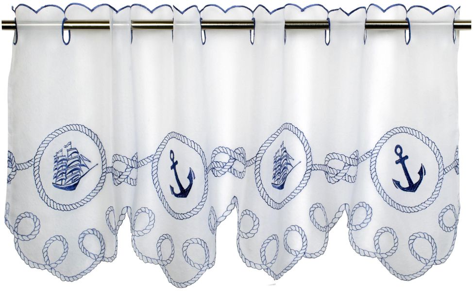 Delindo Lifestyle Scheibengardine "ANKER SEGELSCHIFF" Stangendurchzug 1 Stk günstig online kaufen