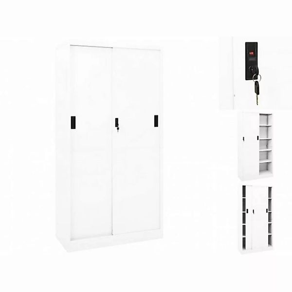 vidaXL Kleiderschrank Büroschrank mit Schiebetür Weiß 90x40x180 cm Stahl günstig online kaufen