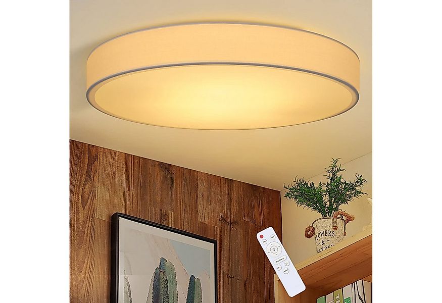 Nettlife LED Deckenleuchte LED Deckenleuchte Φ38cm runder Stoff Dunkelgrau, günstig online kaufen