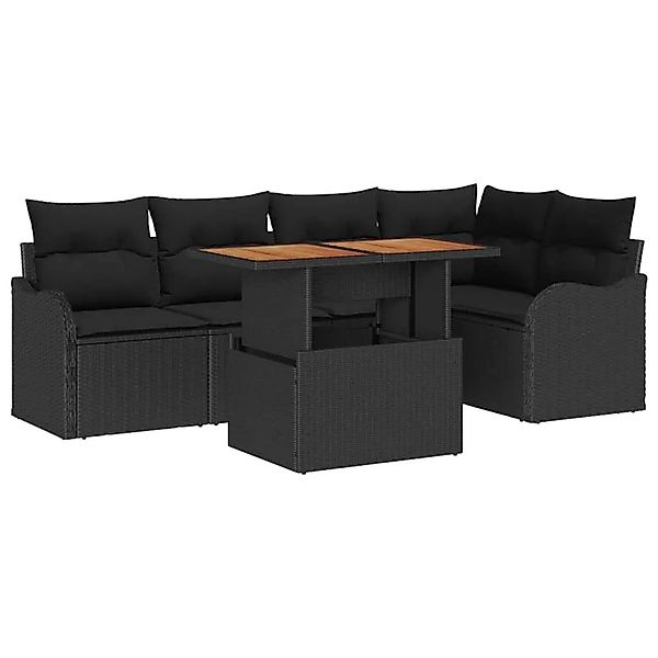 vidaXL Gartensofa-set mit Kissen 6-Tlg Schwarz Poly-Rattan 3349463 günstig online kaufen