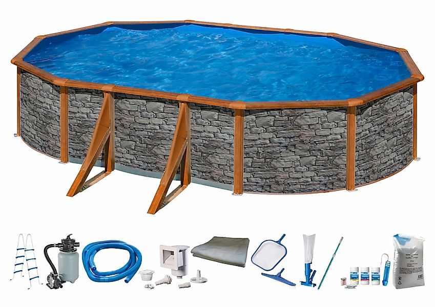 KONIFERA Ovalpool "PANAMA 4" Steindekor, Höhe 120 cm, in versch. Größen günstig online kaufen