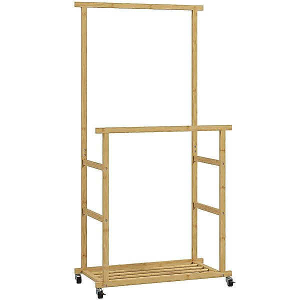 HOMCOM Kleiderständer mit Rollen, Garderobenständer mit Kleiderstange, Schu günstig online kaufen