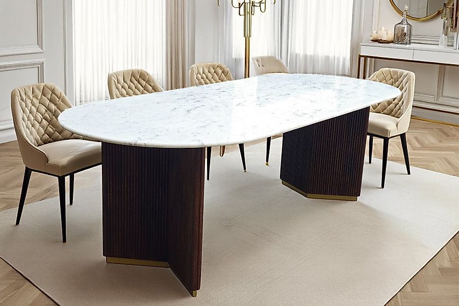 riess-ambiente Esstisch GATSBY 240x110cm Mangoholz braun – oval, Marmorplat günstig online kaufen