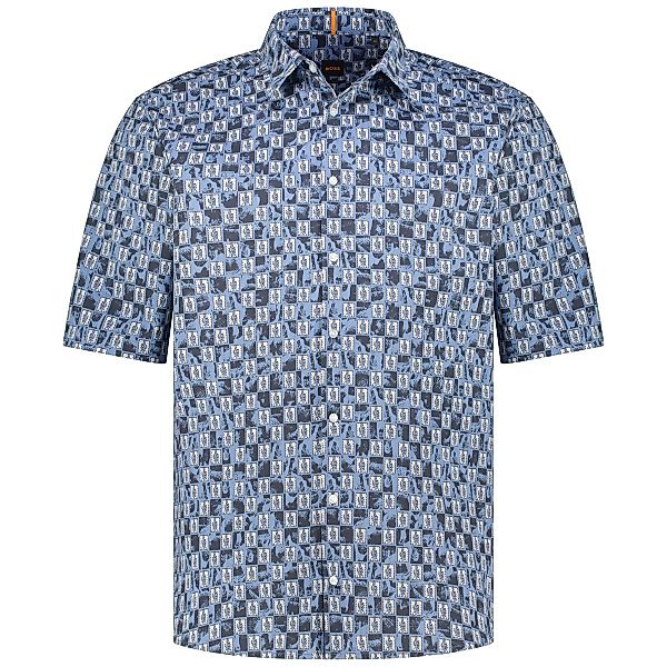 BOSS Freizeithemd aus Baumwolle Farbe blau/schwarz Größe: 4XL günstig online kaufen