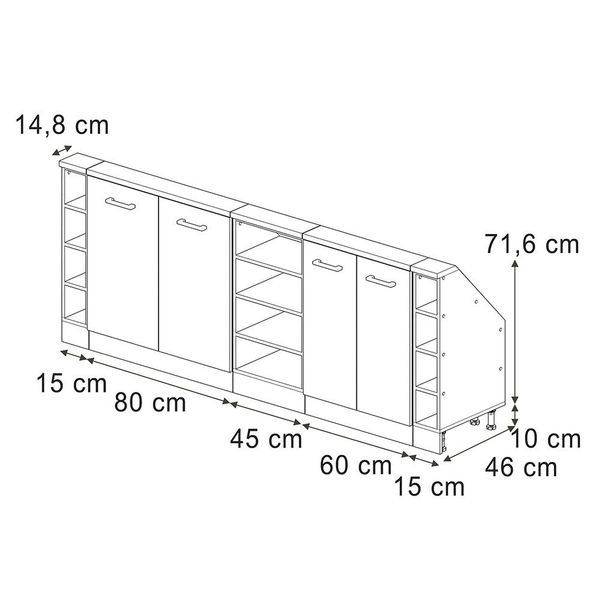 Vicco Unterschrank R-Line, Weiß Landhaus/Anthrazit, 215 günstig online kaufen