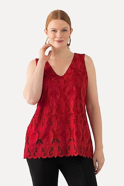 Ulla Popken Hemdbluse Spitzenbluse A-Linie Hemdkragen günstig online kaufen