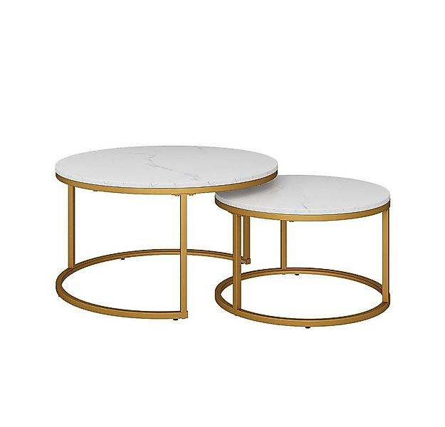 Vicco Couchtisch Montreal, Weiß/Gold, 77 x 40 cm 2 Teile günstig online kaufen