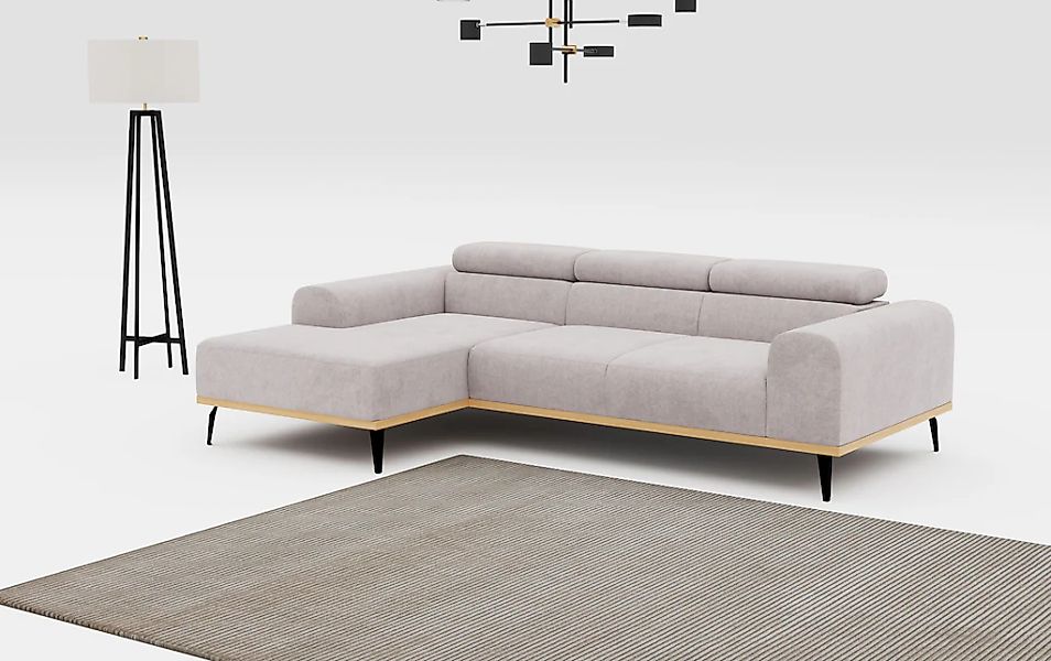 Places of Style Ecksofa "Carlo L-Form", mit Kopfteilverstellung & Holz-Rahm günstig online kaufen