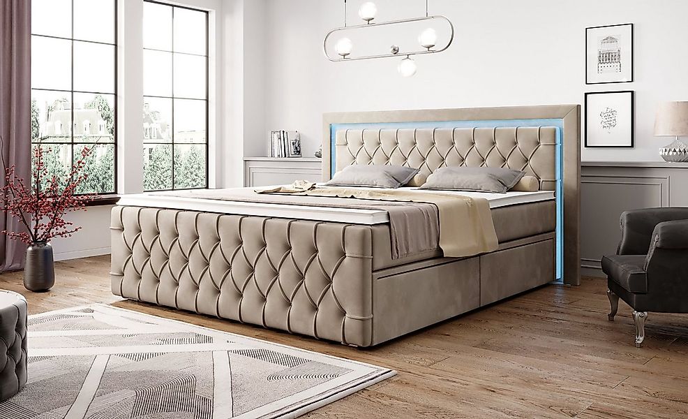 PROMETO Möbel Boxspringbett mit 7-Zonen Taschenfederkernmatratze, Bettkaste günstig online kaufen