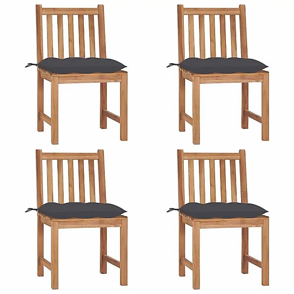 Gartenstühle 4 Stk. Mit Kissen Massivholz Teak günstig online kaufen