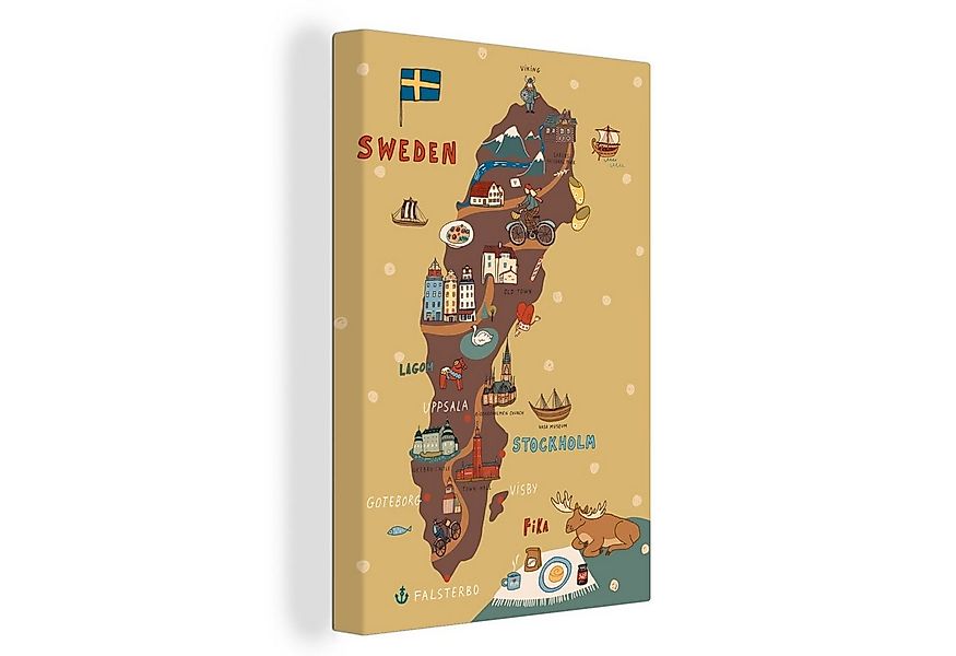OneMillionCanvasses® Leinwandbild Illustration Skandinavien mit der Karte v günstig online kaufen