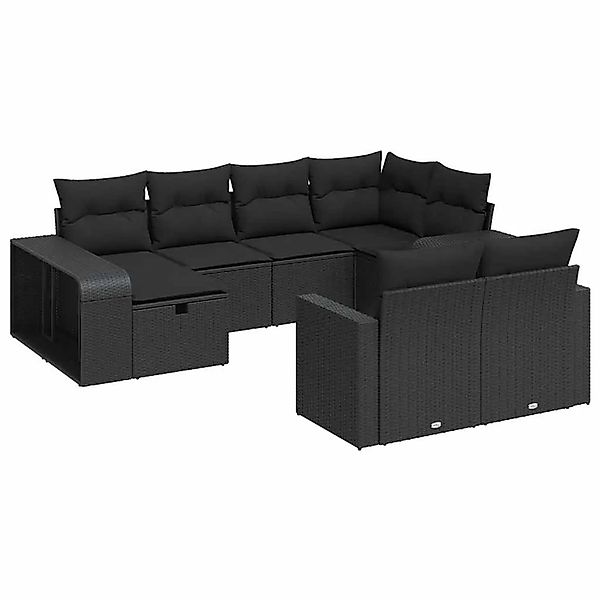 vidaXL 10-Tlg Garten-Sofagarnitur mit Kissen Schwarz Poly Rattan 3326059 günstig online kaufen