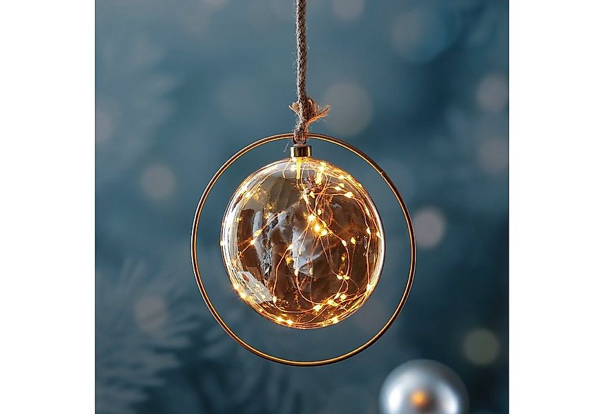 MARELIDA LED Dekolicht LED Glaskugel im Ring Deko Kugel Juteseil LED Kreis günstig online kaufen