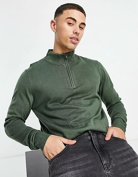 Threadbare – Weicher Pullover mit Stehkragen und kurzem Reißverschluss in T günstig online kaufen