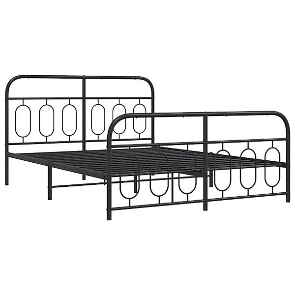 vidaXL Bettgestell mit Kopfteil und Fußteil Metall Schwarz 135x190 cm 37713 günstig online kaufen