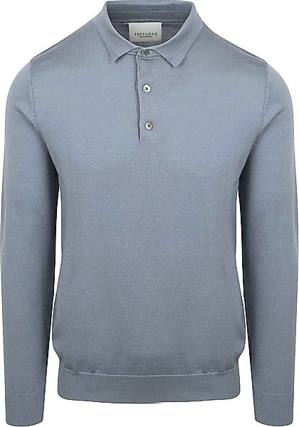 Profuomo Longsleeve Poloshirt Merinowolle Blau - Größe L günstig online kaufen