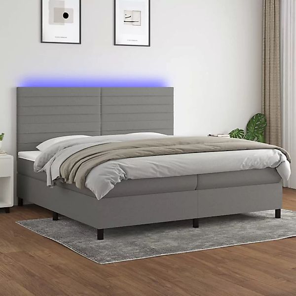 vidaXL Boxspringbett Boxspringbett mit Matratze LED Dunkelgrau 200x200 cm S günstig online kaufen