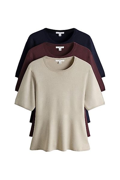 The Set Schößchenshirt The Set Feinstrick-T-Shirt mit Schößchen, 3er-Pack ( günstig online kaufen