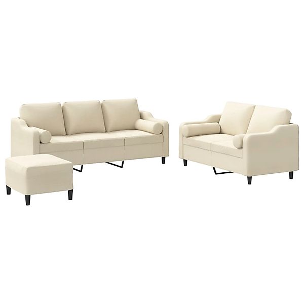 vidaXL 3-Tlg Sofagarnitur mit Kissen Creme Stoff 3201860 günstig online kaufen