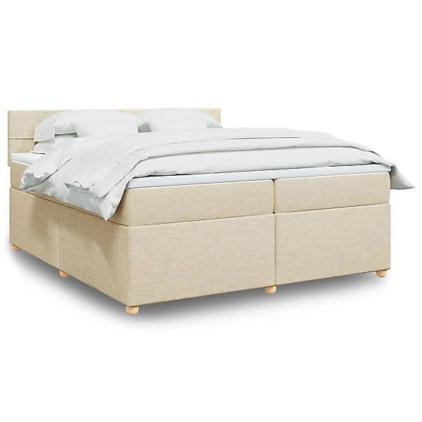 vidaXL Boxspringbett mit Matratze Creme 200x200 cm Stoff 3289092 günstig online kaufen