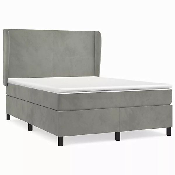 vidaXL Boxspringbett Boxspringbett mit Matratze Hellgrau 140x200 cm Samt Be günstig online kaufen