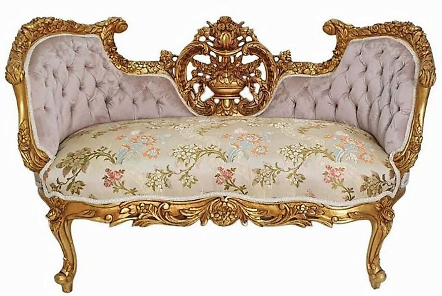 Casa Padrino Sofa Casa Padrino Barock Sofa Rosa / Beige / Mehrfarbig / Gold günstig online kaufen