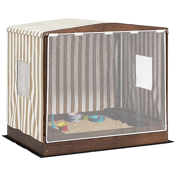 AIYAPLAY Sandkasten mit Vordach Netztür  für 4 Kinder 3-6 Jahre günstig online kaufen