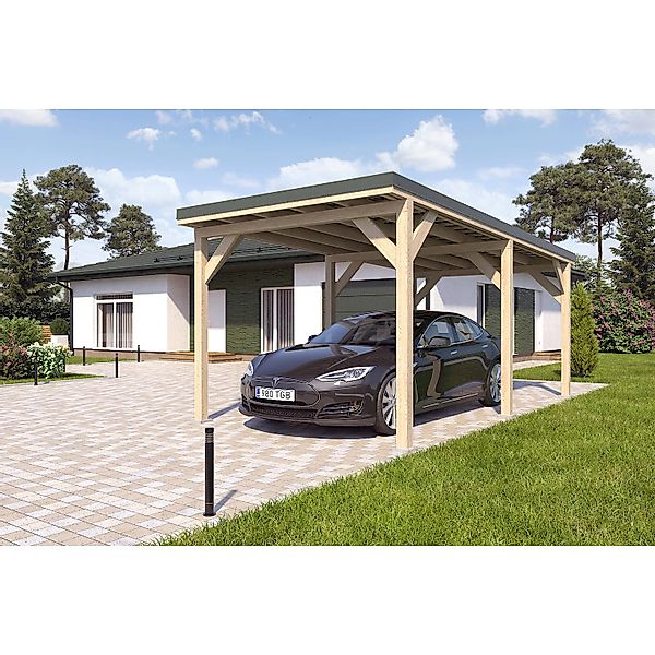 Holzbrüder Carport Ralf 18m² Imprägniert-Dornengrün günstig online kaufen