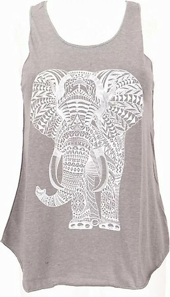 Guru-Shop T-Shirt Tanktop mit Elefant Retrodruck, Yogatop - grau Hippie, al günstig online kaufen