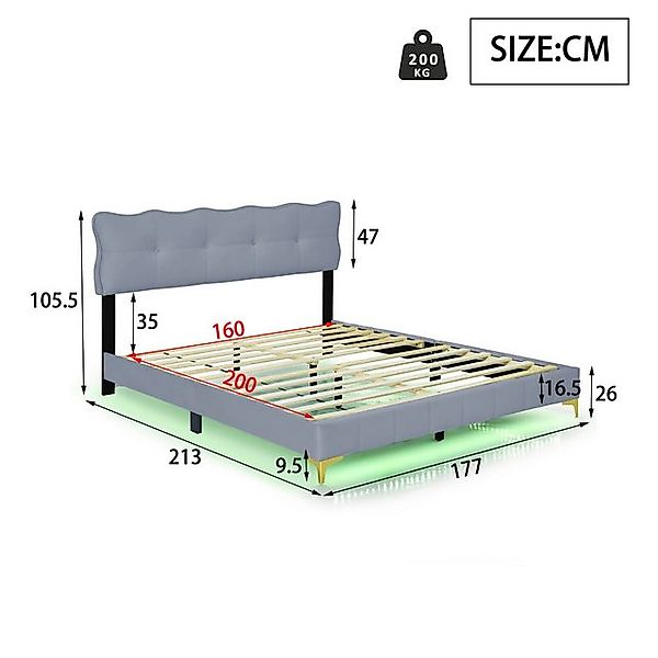 STILVORA Polsterbett 160x200 Kinderbett mit LED & Lattenrost,Jugendbett ohn günstig online kaufen