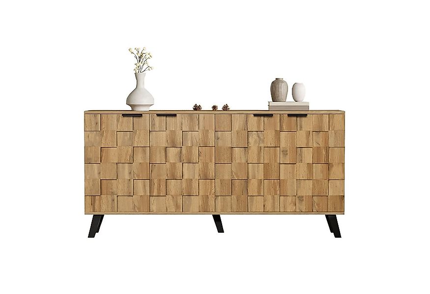 OKWISH Sideboard mit quadratische, strukturierte Oberfläche (Kommode, Anric günstig online kaufen