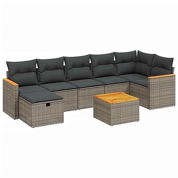 vidaXL 8-Tlg Garten-Sofagarnitur mit Kissen Grau Poly Rattan 3265323 günstig online kaufen