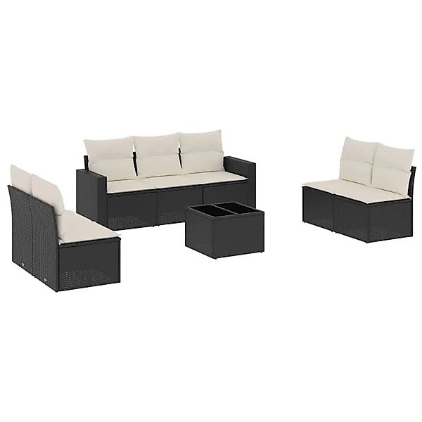 vidaXL 8-Tlg Garten-Sofagarnitur mit Kissen Schwarz Poly Rattan 3251173 günstig online kaufen