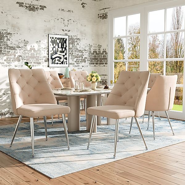 MODFU Esszimmerstuhl Loungesessel,Kosmetikstuhl (Luxus Samt-Esszimmerstühle günstig online kaufen