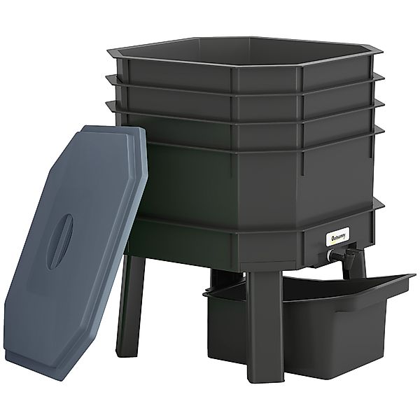 Outsunny Komposter 28 Liter, 39 x 39 x 51,5 cm Schnellkomposter mit 4 Table günstig online kaufen