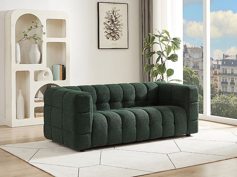 Sofa 2-Sitzer – Bouclé-Stoff – Grün – LERICI von Pascal Morabito günstig online kaufen