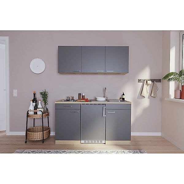 Respekta Miniküche KB150ESG 150 cm Grau günstig online kaufen