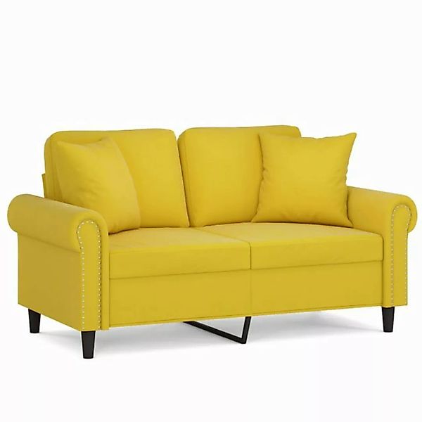 vidaXL Sofa, 2-Sitzer-Sofa mit Zierkissen Gelb 120 cm Samt günstig online kaufen