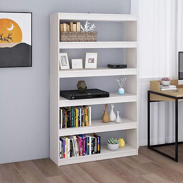 Bücherregal/raumteiler Weiß 100x30x167,5 Cm Massivholz Kiefer günstig online kaufen