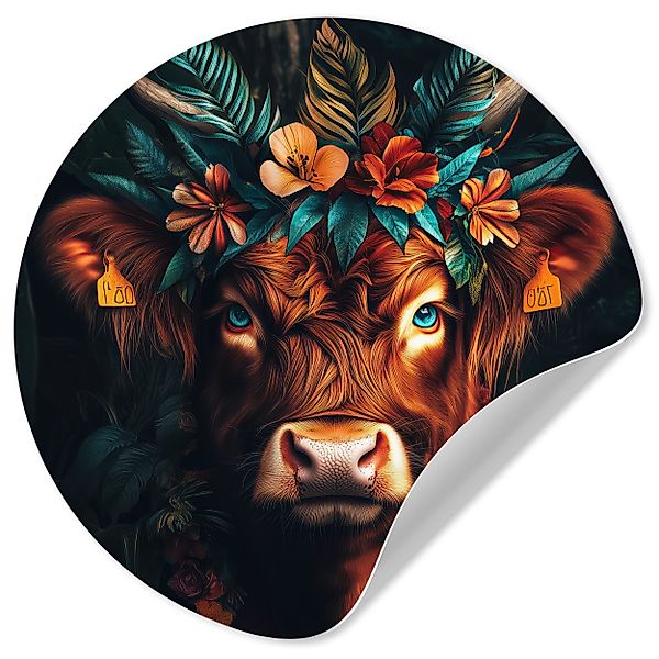 MuchoWow Wandsticker Schottischer Highlander - Blumen günstig online kaufen