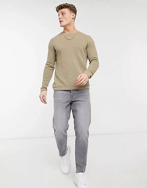 Only & Sons – Strukturierter Pullover in Beige-Neutral günstig online kaufen