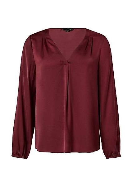 Comma Langarmbluse Satin-Bluse mit V-Ausschnitt Raffung günstig online kaufen