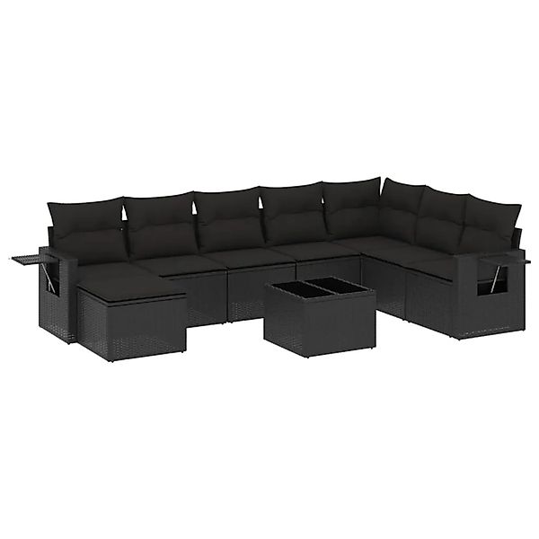 vidaXL 9-Tlg Garten-Sofagarnitur mit Kissen Schwarz Poly Rattan 3252902 günstig online kaufen