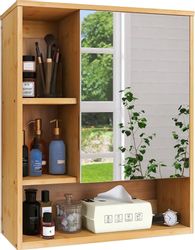 LuxusKollektion Büromöbel-Set Badezimmerspiegelschrank Bambus Natur 2-türig günstig online kaufen