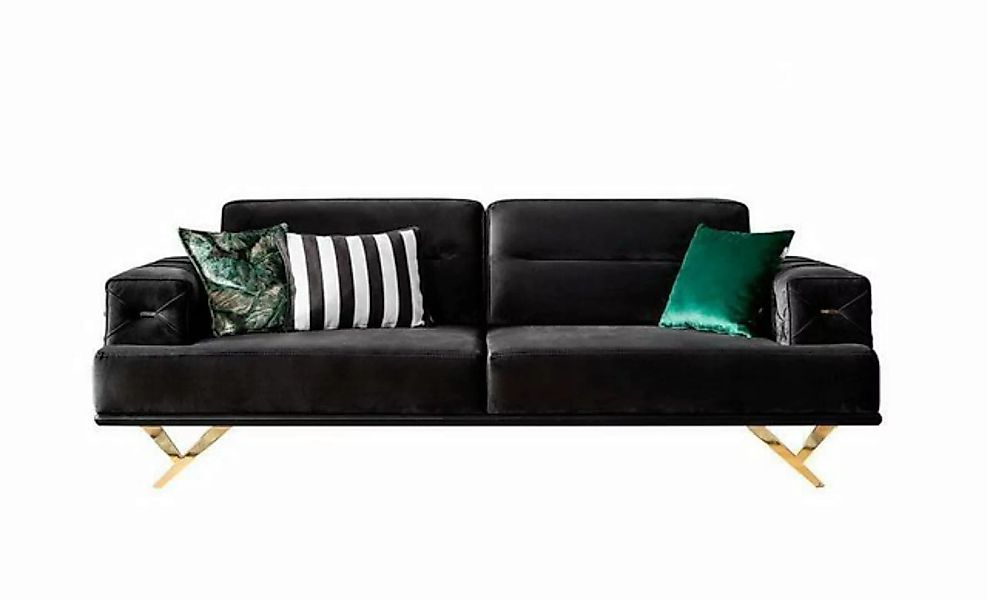 JVmoebel Sofa Schwarzes Edelstahl Sofa Moderne Wohnzimmer Couch Textilmöbel günstig online kaufen