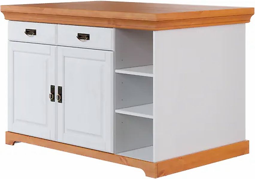 Home affaire Kücheninsel "Rügen", Breite 130 cm, Kiefer massiv, mit Türen, günstig online kaufen