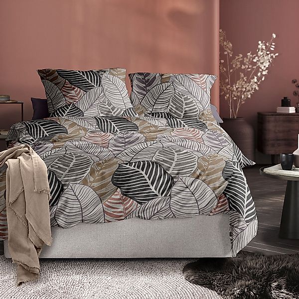 Irisette Biber Bettwäsche Koala 8628-90 Blätter natur grau 135x200 günstig online kaufen