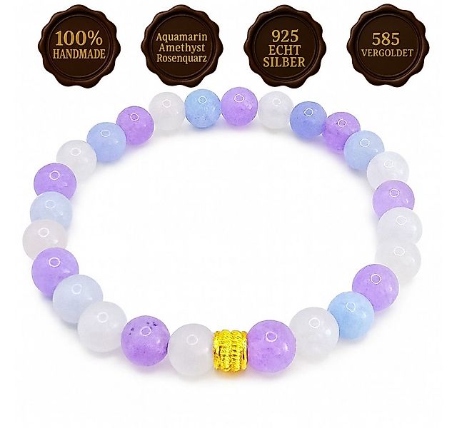 M-Punkt24 Armband Armbänder (Aquamarin Amethyst Rosenquarz), Damen Edelstei günstig online kaufen