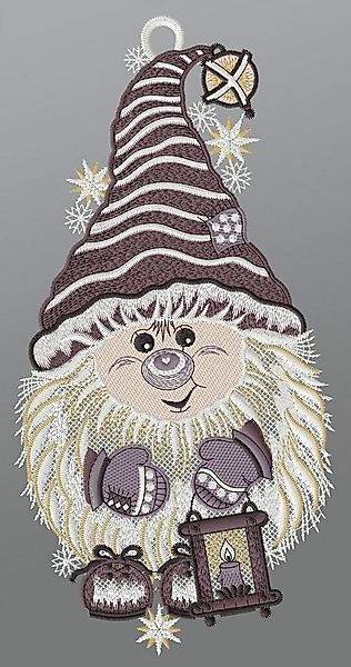 Plauener Spitze® Fensterbild Wichtel mit Laterne, HxB 30x15cm günstig online kaufen